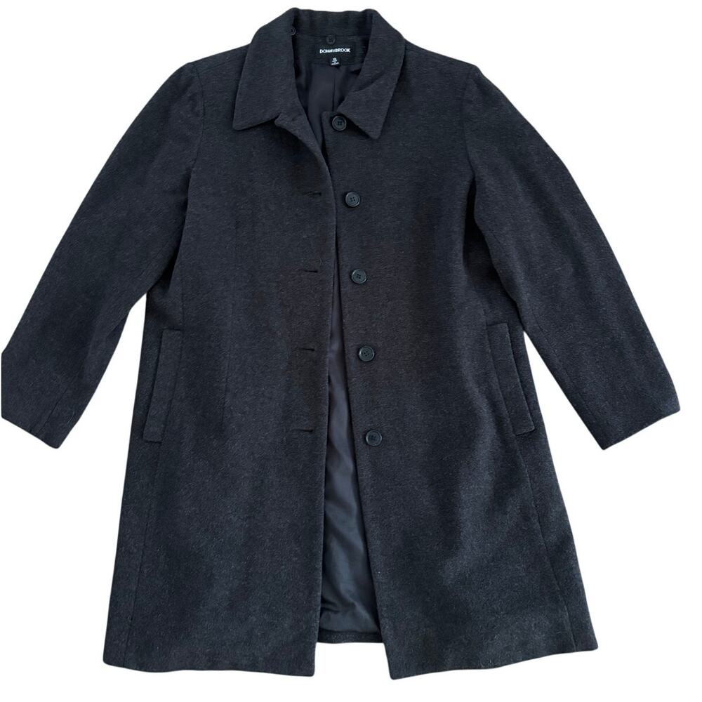 Vintage DONNYBROOK Wool Single Breasted Coat Women’s Size 18 Black Long Overcoat